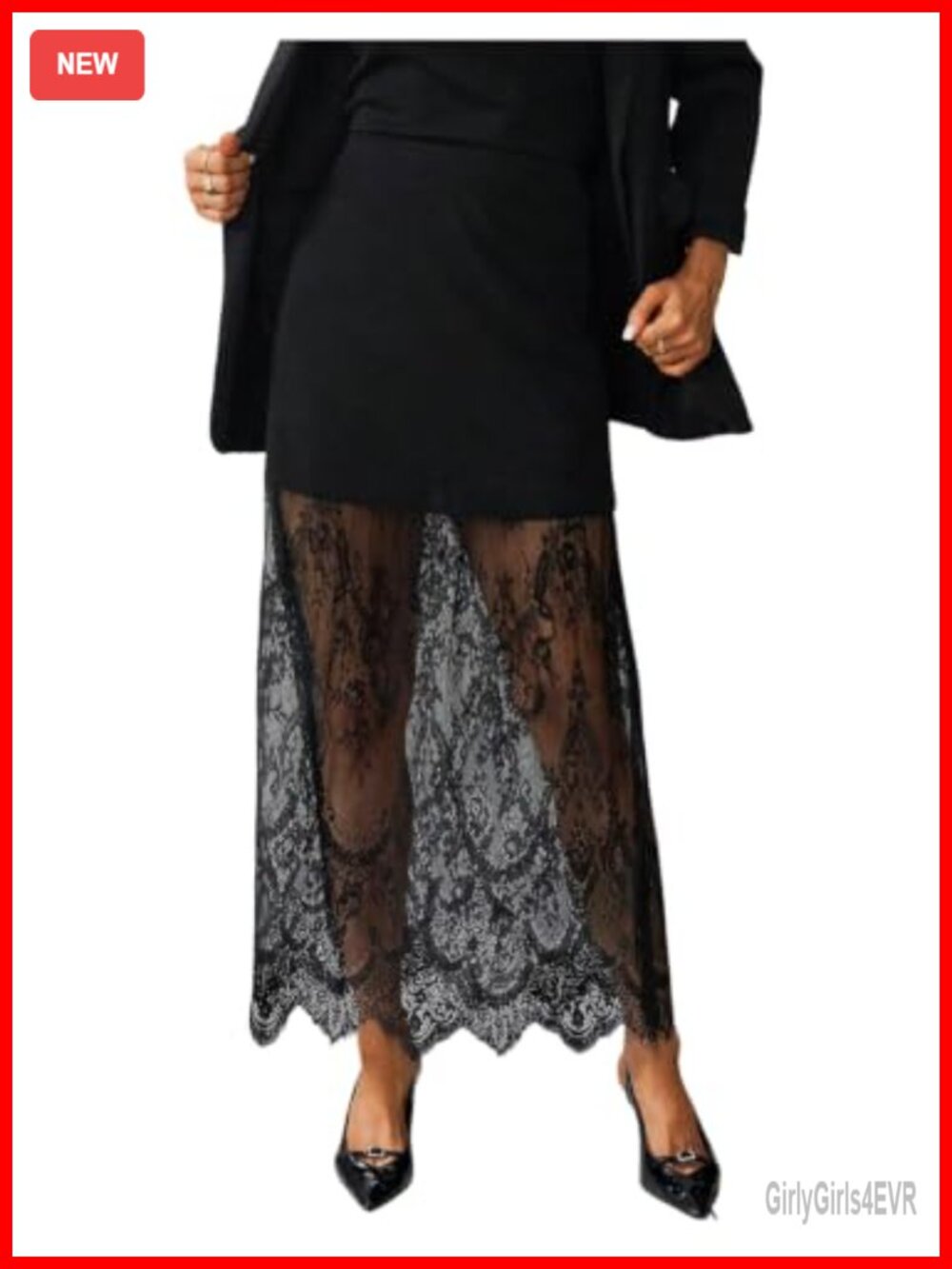 Lace Patchwork High Waisted Bodycon Long Skirt